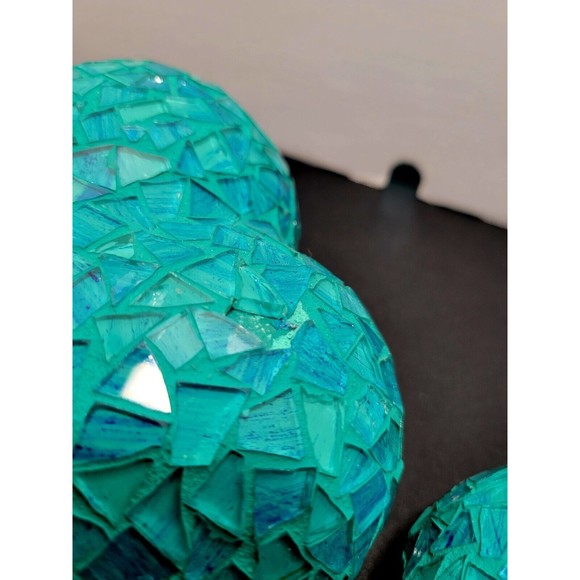 Vintage Teal Mosaic Art Glass Hearts Set Of 2 Tabletop 6"+ 5" Paperweight Decor - Picture 11 of 11